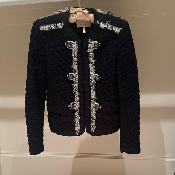 Rebecca Taylor Navy and Cream Textured Blazer - Picture 2 of 15